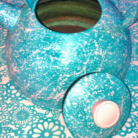 Tea Kettle DYI Aqua/Pink, wax seal, Copper bottom - Picture 6 of 8
